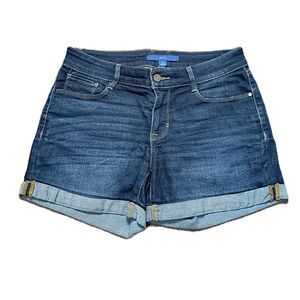 APT.9 Women’s Mid Rise Shortie Shorts 8 Dark Wash Cuffed Stretch Jean Shorts